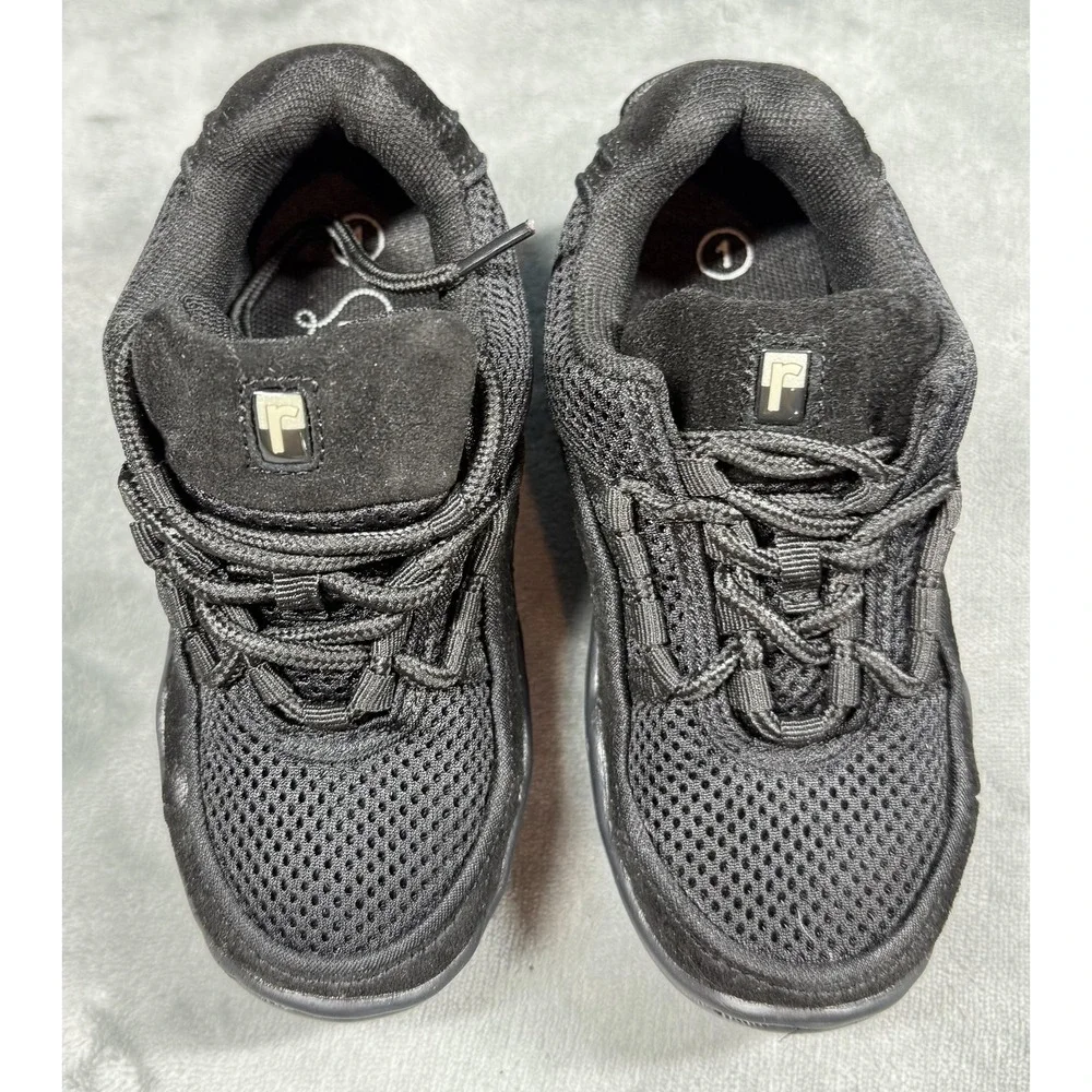 Revolution Dancewear Shoes Kids Size 1 Black Mesh Leather Dance‎ Sneakers 991